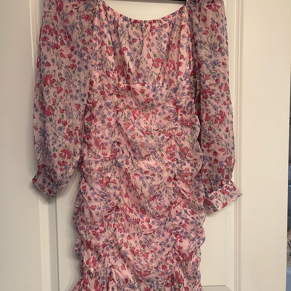 Floral Long Sleeve Dress - Pink